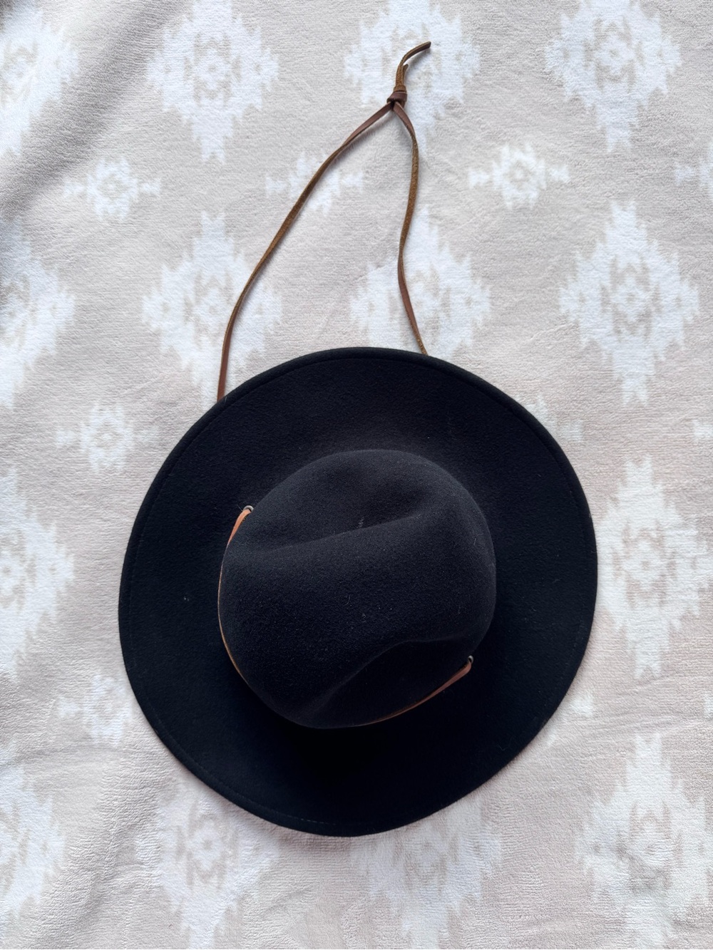 Brixton Tiller Hat with Brown Chin Cord - Black M 58cm